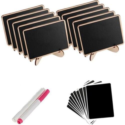 Mini Chalkboard Label Signs, 10 Pack Framed Easel Stand Wooden Blackboard for Buffet Food Signs, Wedding Place Cards