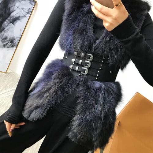 Fashion Black Outwear Metal Aluminum Bucket Girdle Women Winter Out Coats Waist Belt Slim Fitted Elastic Waist