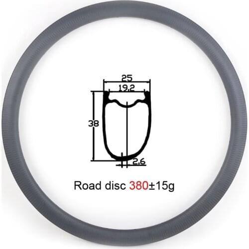 LIENGU 380g 700C 38mm road bike asymmetric tubeless carbon rim cyclo-cross outer width 25mm cyclocross disc brake bicycle wheel