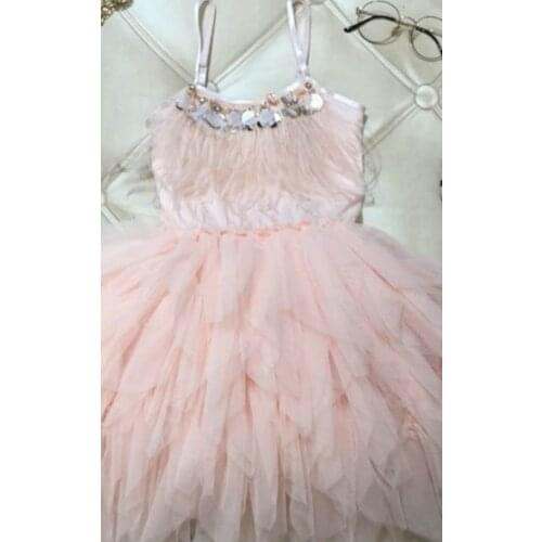 Graduation Performance Wear Summer Baby Girl Princess Dress Ins Feather Feather Sequined Children Dresses Girls Party Dress