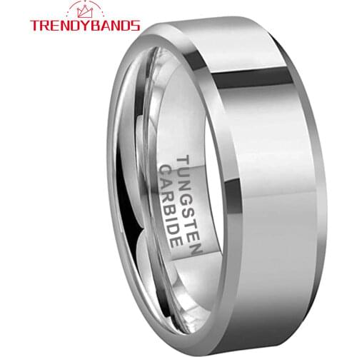 6/8MM Classic Mens Womens Tungsten Carbide Engagement Rings Wedding Bands Polished Shiny Pipe Cut Comfort Fit