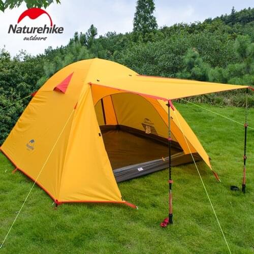 Naturehike 2-4 person Double Layer camping Tent trekking hiking Outdoor waterproof tents Portable Aluminum Pole NH Tent