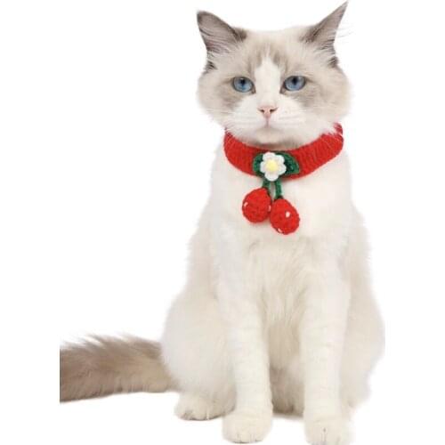 Pet Dog Cat Adjustable Neckerchief Neck Decoration Scarf Saliva Towel Cartoon Cherry Pet Accessories New Year Supplies N49