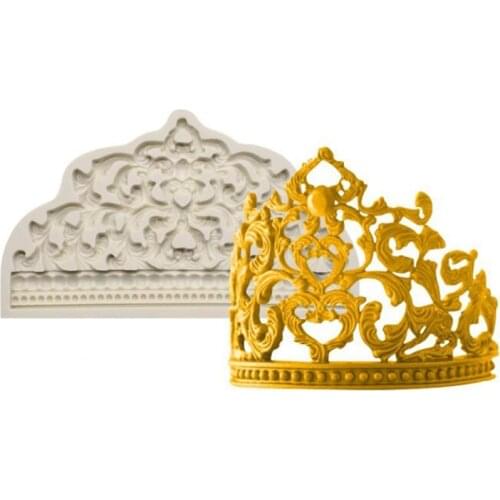 Sugarcraft Baroque Style Crown Silicone Mold Cupcake Topper Fondant Cake Decorating Tools Chocolate Candy Jewelry Polymer Clay