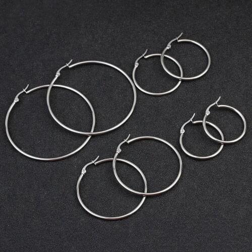 Chandler Small Big Circle Women Hoop Earrings Exaggerated Hoop Ear Loop Smooth Ring Earring Stainless Steel Jewelry