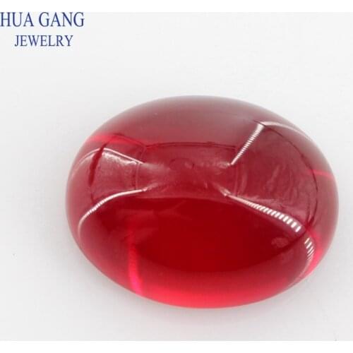 Red Stone Oval Shape Cabochon Cut Flat Bottom Loose Glass Beads Synthetic Gems For Jewelry 8x10~13x18mm Free Shipping