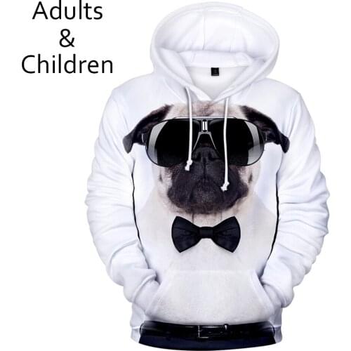 3D Cute Pug Hoodies Men Women Sweatshirts Harajuku Kids Hoodie pullovers New Print 3D Pug Hooded Autumn boys girls streetwear