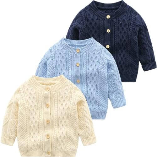 Newborn Baby Boys Knit Wear Baby Girl Autumn Infant Kids Soild Sweater Coats Warm Knit Long Sleeve O-neck Solid Sweaters Outfits