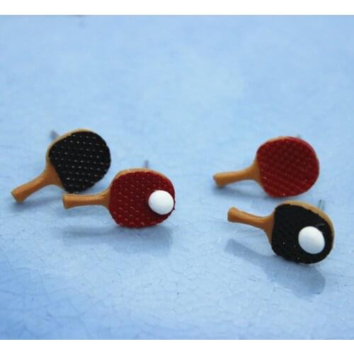 Funny Table Tennis Bat Asymmetric Earrings Womens Fashion Handmade DIY Personality Jewelry Creativity Birthday Gifts