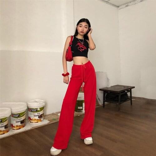 2021 Womem Fashion Ruffled Casual Women Pants High Waist Lace Pure Color Party Dance Club Loose Wide Leg Embroidered Pants