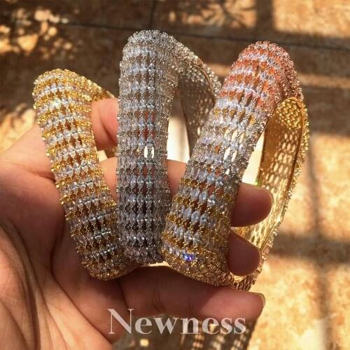 Newness Fashion Luxury Super Flowers AAA Cubic Zirconia Party Engagement Width Bracelet Bangle And Ring Set For Women