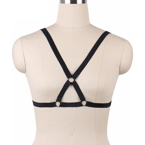 Gothic Punk Bondage Harness Lingerie Women Fetish Body Cage Harness Bra Tops Garter Belt 90s Geometry Chest Cage Bodysuit O0005