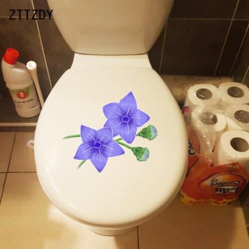 ZTTZDY 22.5*19.2CM Purple Flowers Children Bedroom Wall Decal WC Toilet Seat Stickers Home Decor T2-0097