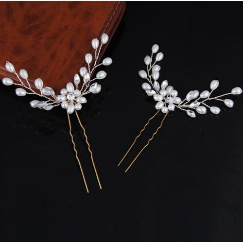 1PCS Silver Women Hair Pins Pearl Crystal Handmade Bridal Hair Jewelry Pin Wedding Hair Ornament Head Decoration Sticks