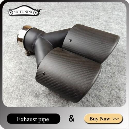 1 Piece Y model Dual Exhaust pipe Glossy/ Matte black Carbon Fiber Oval Style Muffler Nozzles Tails For Universal All Cars