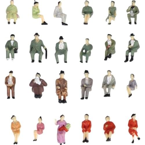 50Pcs 1/87 HO Scale People Model Mini Models Seated People Model for Decor