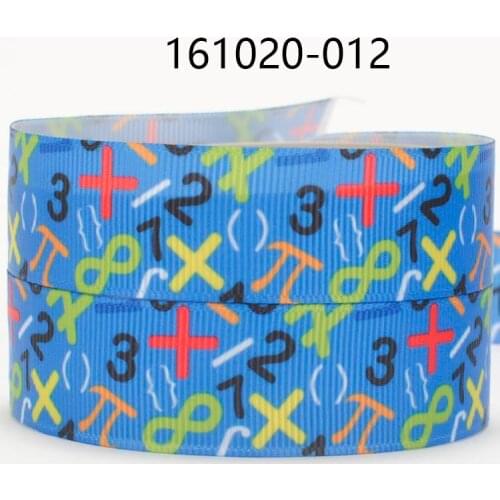 50Y blue ribbon math numbers printed grosgrain ribbon 3" 75mm