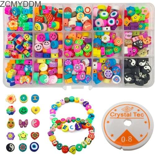 ZCMYDDM 375Pcs/Box Acrylic Flat Round Smiling Face Beads for Mixed Color Jewelry Making DIY Making Accessories