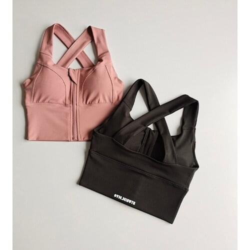 Seamless Front Zipper Sports Bra Women Underwear Push Up Yoga Crop Top Bras Solid Athletic Vest Gym Fitness Shirt Sportswear