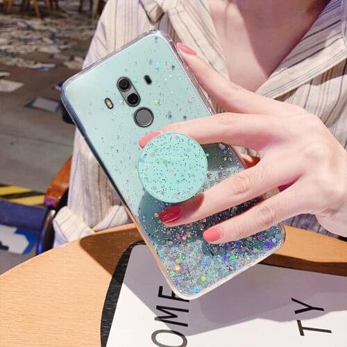 Bling Glitter Star Case For Huawei Mate 20 Lite Pro Cases Phone Holder Cover On Huawei Mate 10 Lite Mate20 20Lite Silicone Cove