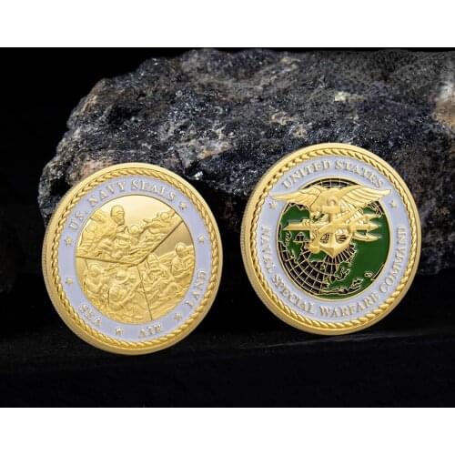 U.S. Navy Assault Gold-plated Commemorative Coin Challenge Coin Military Fan Metal Medal of Honor Medal Paint Process Collection