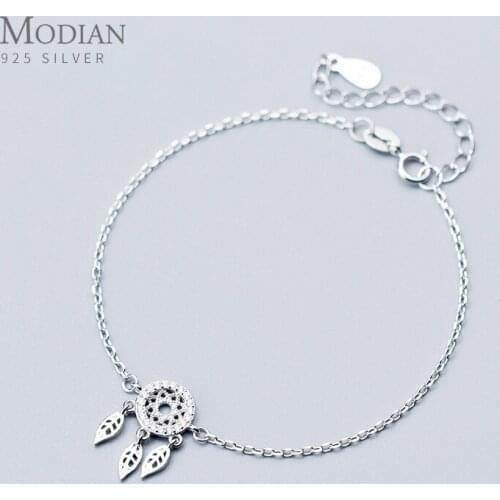 Modian Hot Sale Dreamcatcher Leaves Sterling Silver 925 Bracelet for Women Fashion Link Chain Bracelet Wedding Gift Fine Jewelry