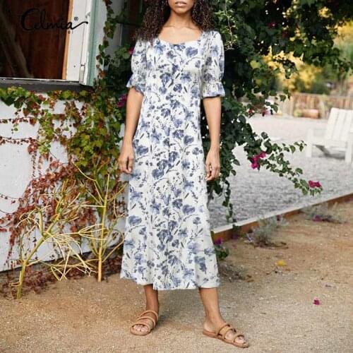 Celmia Summer Short Sleeve Dresses