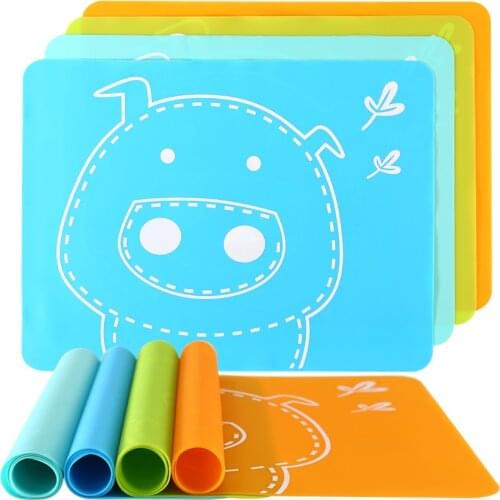 40*30 Cute Silicone Placemat Bar Mat FDA Baby Kids Plate Mat Table Mat BPA Free Waterproof Set Home Kitchen Pads Hot Resistant