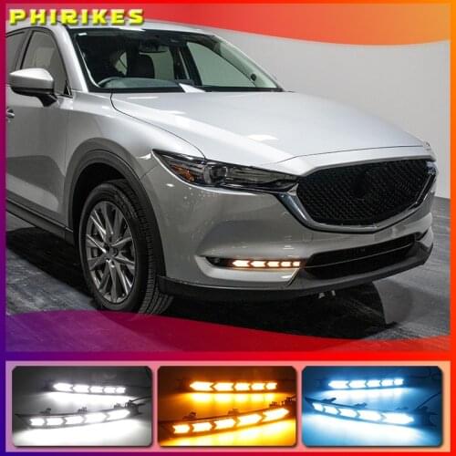 For Mazda CX-5 CX5 2017 2018 Dynamic Turn Yellow Signal Function Waterproof Car DRL 12V LED Daytime Running Light Daylight
