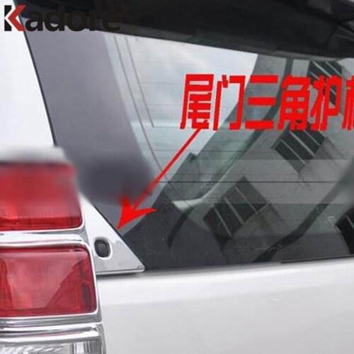 For Toyota Land Cruiser Prado FJ150 2010 2011 2012 ABS Chrome Rear Window Cover Trim Car Tail Trunk Triangle Sticker