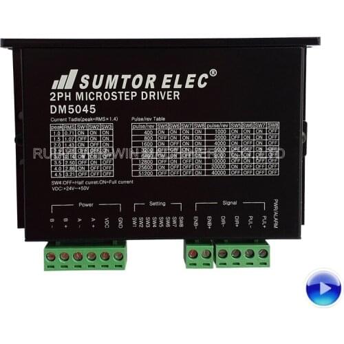 DM5045 2PH Microstep Driver CNC NEMA 17 23 34 Stepper Motor Driver 1.0-4.5A DC24-50V 256 Subdivison PWM Driver