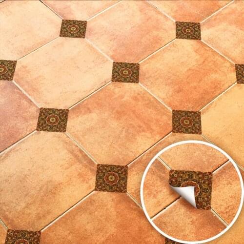 20Pcs Exotic Flower Tile Stickers Self Adhesive Diagonal Floor Seam Sticker Bathroom Waist Line PVC Wall Decal Living Room Decor