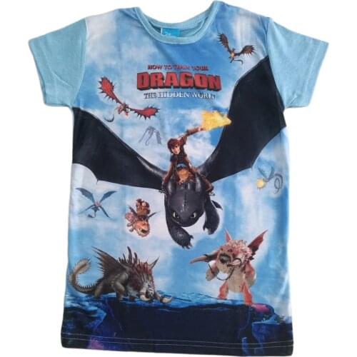 ÇET-DRG Dragon Male Child Blue Digital Printed Short-Sleeve T-Shirt