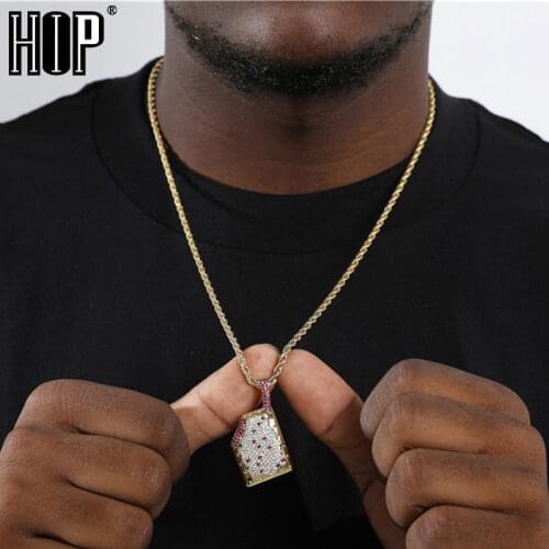 Hip Hop Bling CZ Ice Cream Iced Out Cubic Zircon Necklaces & Pendants For Men Jewelry Charm Tennis Chain