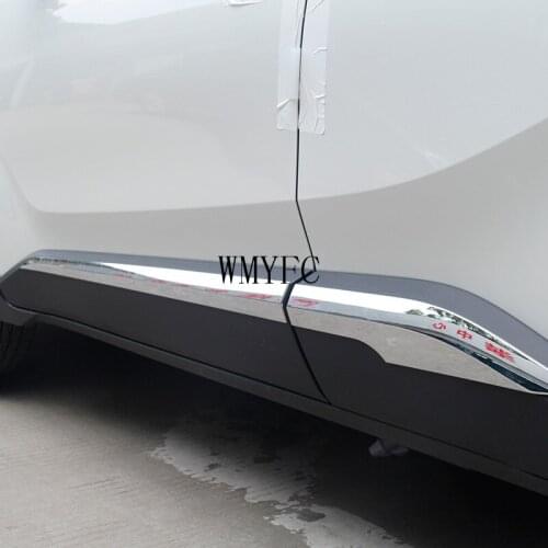 Chrome Door Side Line Lining Body Molding Garnish Trim Cover Strip Protector Guard For Toyota C-HR 2017 - 2019 2020 Car Styling