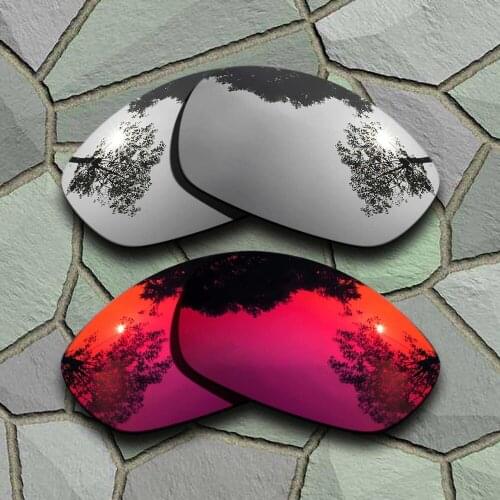 Chrome&Violet Red Sunglasses Polarized Replacement Lenses for Oakley Straight Jacket 2007