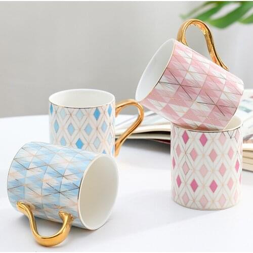 Ceramic cup light luxury European simple Lingge Mug Creative Gift