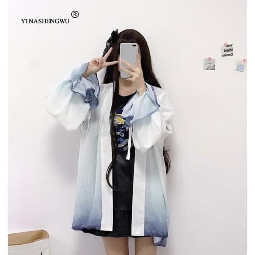 Japanese Traditional Yukata Women Print Cardigan Kimono Asia Long Sleeve Kimonos Sun Protection Clothing Women Cosplay Costume