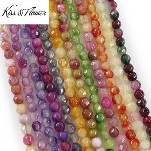 KISS&FLOWER LB30 4mm Natural Stone Jewelry DIY Making Accessories Bracelet Necklace Colorful Glossy Loose Faceted Round Beads