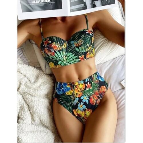 Floral Wrap Bikini Sets Push Up Swimsuit Women High Waist Print Bathing Suits Beach Wear Sexy Biquini Maillot De Bain Femme