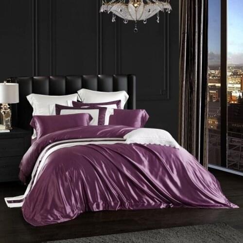 100%Mulberry Silk bedding set Both Sides 25Momme Nature Silk Comforter Cover with Button Closure soft Comfy bed sheet pillowcase