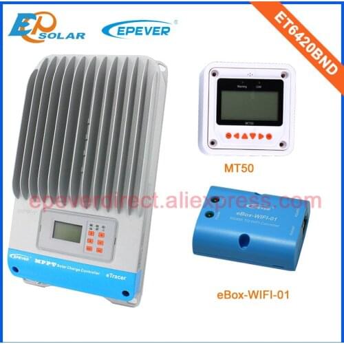 24v 60A 60amp 48v EPEVER mppt solar charge controller with MT50 remote meter and wifi connect function ET6420BND