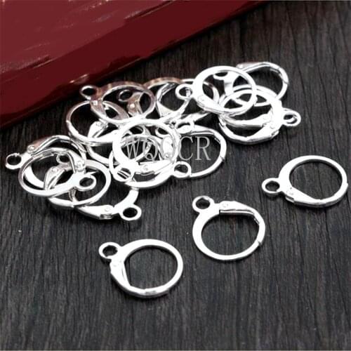 20PCS 13x16MM 18K Gold/925 Silver DIY Circularity Earring Hooks Wire Settings Base Hoops Earrings Accessories For Jewelry Making