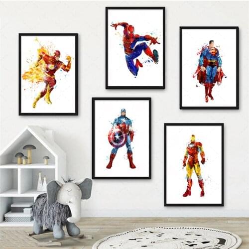 Marvel Avengers Superhero Movie Canvas Painting Iron Man Captain America Spiderman Prints and Posters Wall Art Picture for Decor