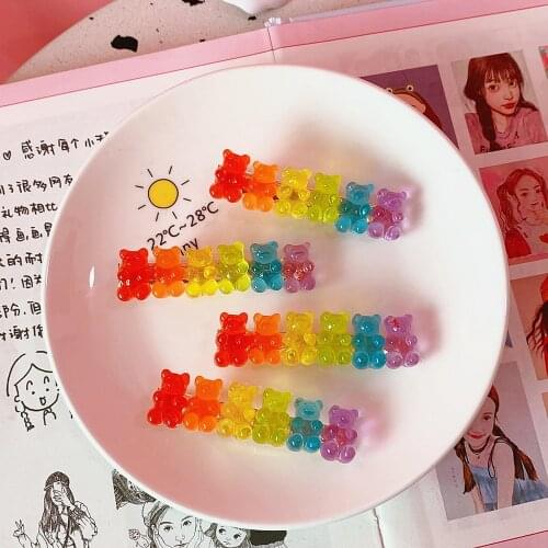 Cute Women Jelly Bear Hair Clips Candy Color Hairpins Barrettes Duckbill Clip Fashion Headwear Styling Accessories