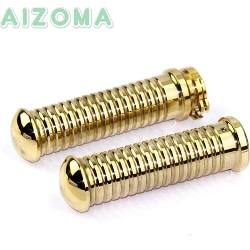 1'' Solid Brass Cafe Racer Motorcycles 25.4mm Ribbed Hand Grips For Harley XL Softail FXST/FLST Chopper Cruisers Classic Bobber