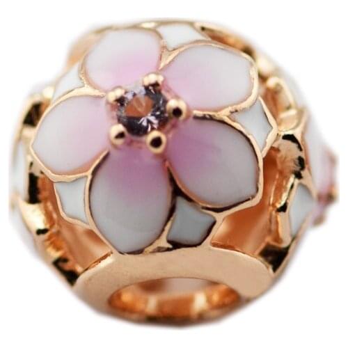 Charms 925 Silver Original Magnolia Bloom Charm For Woman DIY Bracelets Jewelry Making natural stone beads For Jewelry Making