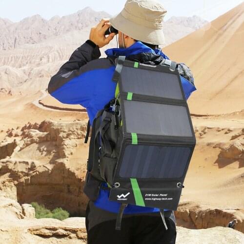 PowerGreen Foldable Solar Panel Charger 21W SUNPOWER Solar Power Packback Bag for Samsung for Iphone for Phone