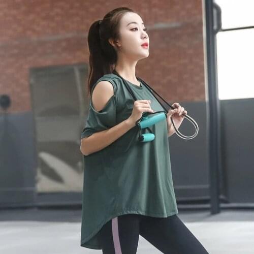 Plus size Women Sport Top Yoga T-Shirt Fitness Loose Top Yoga Shirt Short Sleeve Workout Tops Fitness Running Sportswear
