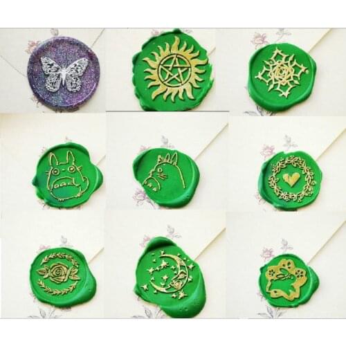 Wedding seals Love heart wreath flowers rabbit star moon butterfly Totoro Retro brass Stamp Sealing Wax Stamps Wax Seal Stamp